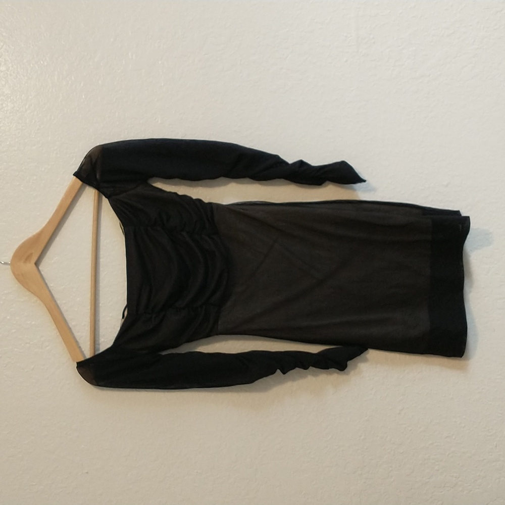 Lucy in the Sky Black Long Sleeve Strappy Back Bodycon Dress Size S